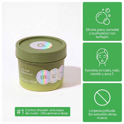 Mascarilla facial de burbujas de albahaca sagrada de Opaloria