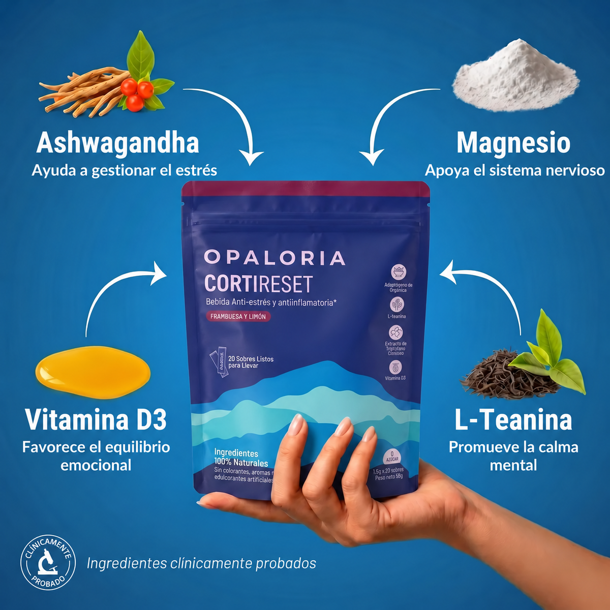 Cortireset - Bebida antiestrés y desinflamatoria de Opaloria