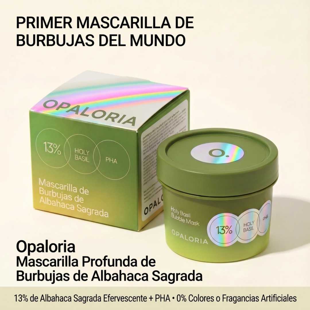 Mascarilla facial de burbujas de albahaca sagrada de Opaloria