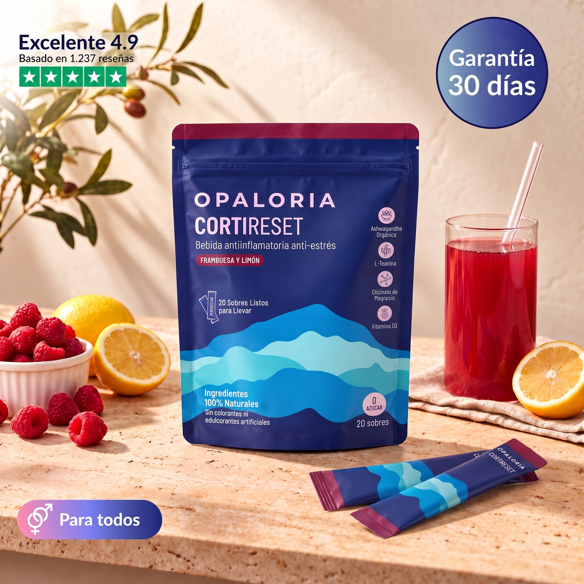 Cortireset - Bebida antiestrés y desinflamatoria de Opaloria
